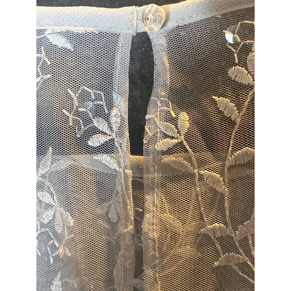 CARAMIA Lace Overlay Dress Blouse Sheer Gray Coquette Floral Women 24W VTG Plus - Picture 5 of 11